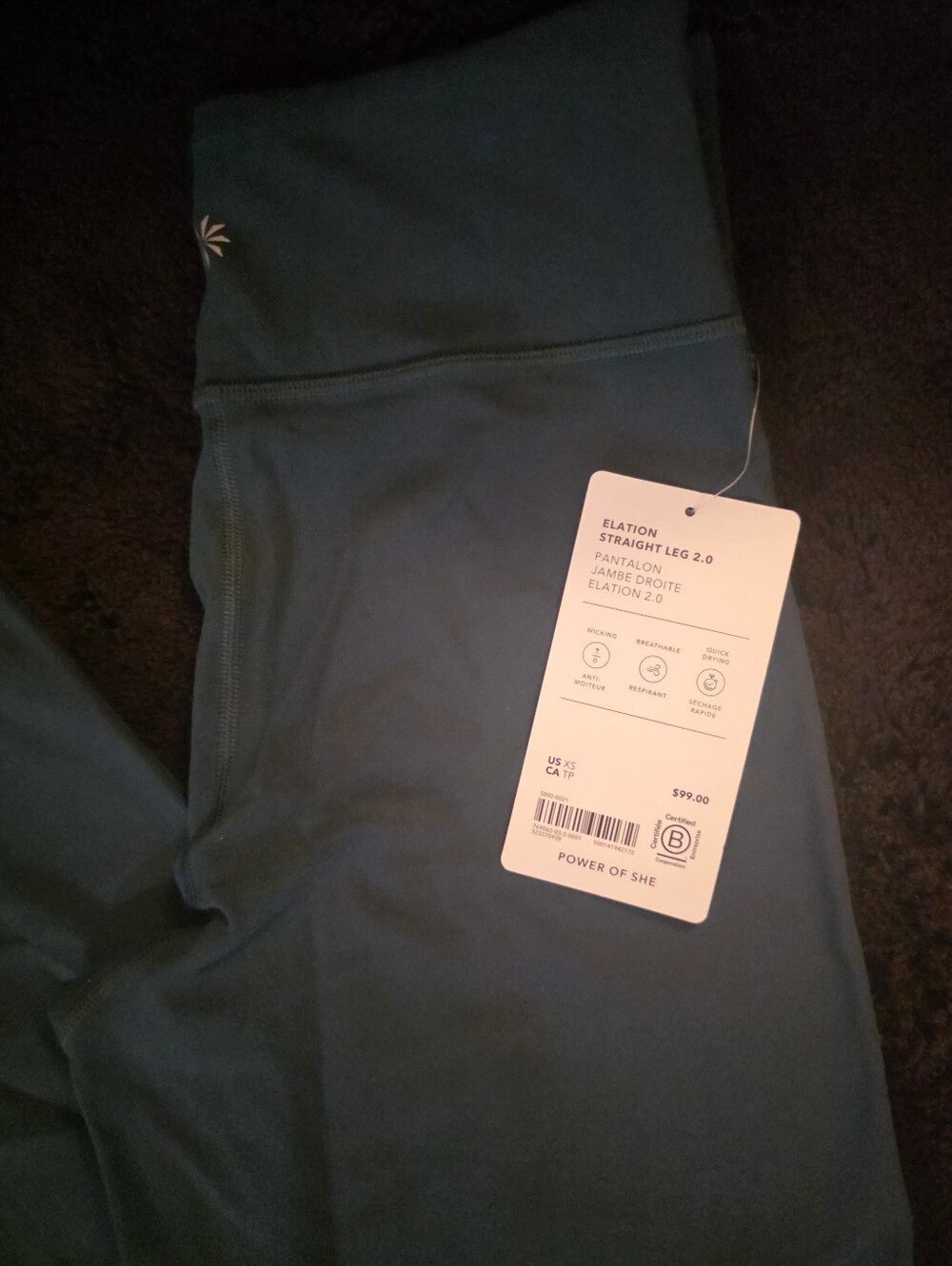 Athleta Elation Straight Leg Leggings in Teal Green